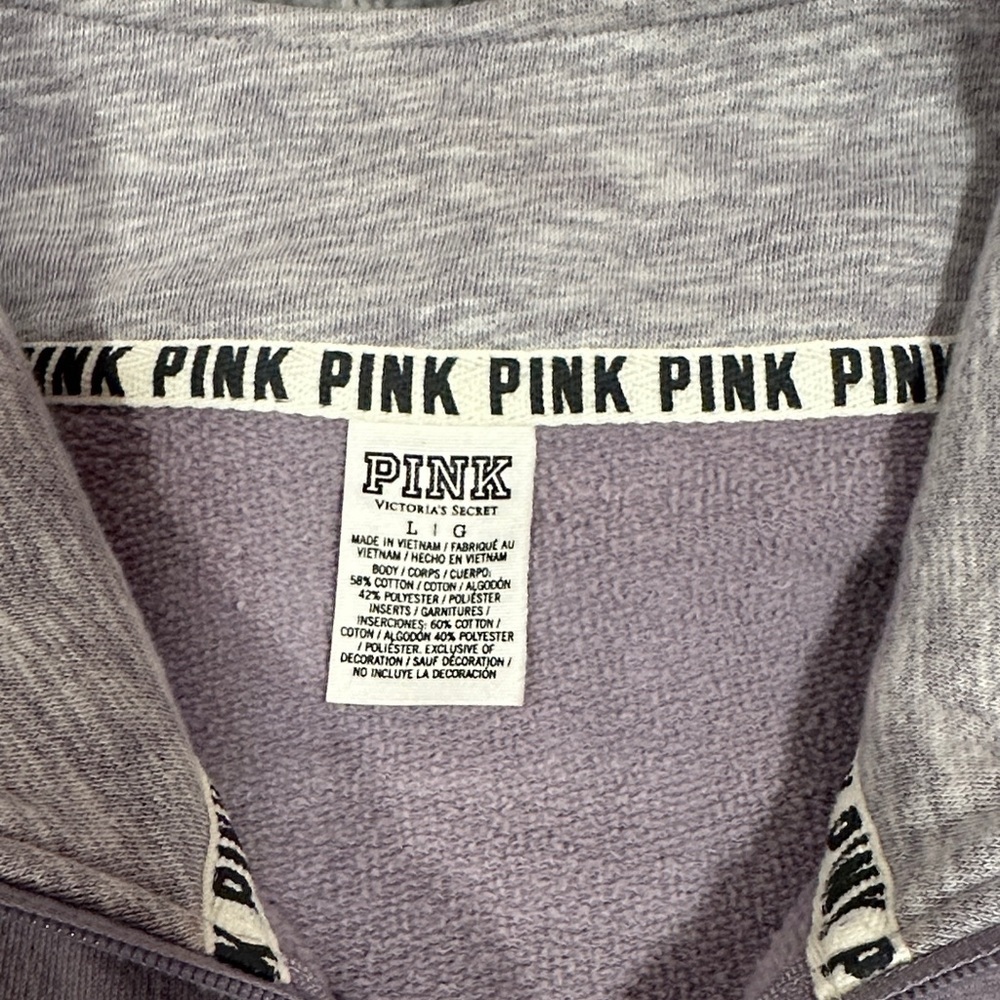PINK Victoria's Secret Women’s Zip-Up Sweater - Light Gray and Purple EUC - Picture 4 of 9